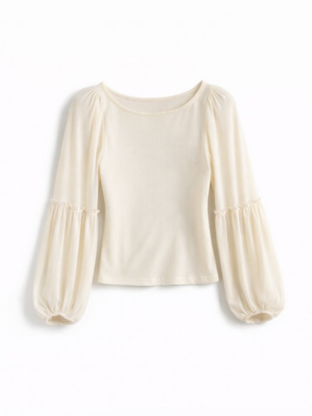 Anthropologie Cream Blouse with Puff Sleeves